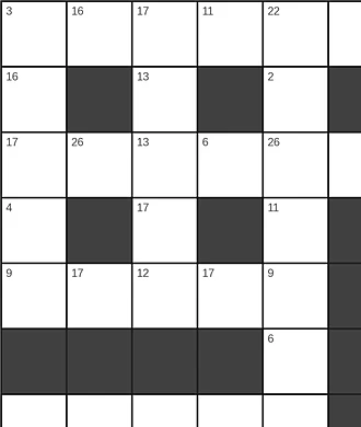 An empty codeword grid — every white square carries a small number from 1 to 26